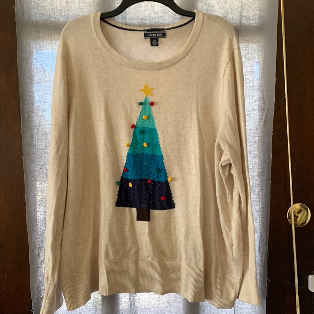 Lands End Christmas Tree Sweater-2 XL